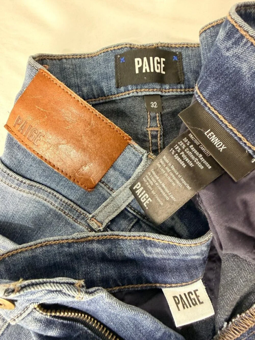 PAIGE Lennox Men's Jeans Size 32 Blue Slim Straight Stretch Premium Denim